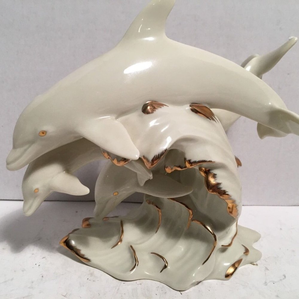 Lenox Racing the Surf Dolphin Sculpture Rare